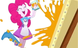 Size: 4026x2520 | Tagged: safe, derpibooru import, edit, edited screencap, editor:mrtoonlover83, screencap, pinkie pie, eqg summertime shorts, equestria girls, g4, the art of friendship, apron, background removed, boots, clothes, female, high heel boots, image, my little pony equestria girls: summertime shorts, not a vector, painting, png, shoes, solo