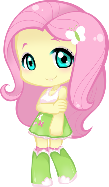 Size: 1757x2994 | Tagged: safe, artist:yuuabyss, derpibooru import, fluttershy, equestria girls, g4, chibi, female, image, png, simple background, smiling, solo, transparent background