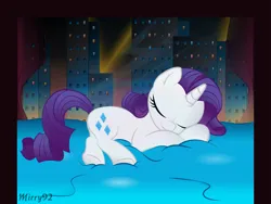 Size: 2823x2124 | Tagged: safe, artist:mirry92, derpibooru import, rarity, pony, unicorn, g4, cute, female, horn, image, manehattan, png, raribetes, sleeping, solo