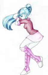 Size: 1264x1975 | Tagged: safe, artist:nekopunk121, derpibooru import, sonata dusk, equestria girls, g4, deviantart watermark, eyes closed, female, image, jpeg, lying down, obtrusive watermark, side, sleeping, solo, traditional art, watermark