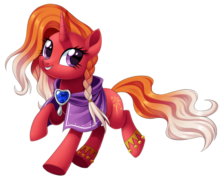 Size: 2723x2202 | Tagged: safe, artist:centchi, derpibooru import, firebrand, pony, unicorn, g4, braid, clothes, cute, female, horn, image, mare, my little pony: tails of equestria, png, simple background, solo, transparent background