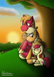 Size: 828x1170 | Tagged: safe, artist:greenflyart, derpibooru import, apple bloom, applejack, big macintosh, earth pony, pony, g4, apple siblings, apple sisters, brother and sister, deviantart watermark, female, image, jpeg, male, obtrusive watermark, siblings, simple background, sisters, transparent background, watermark