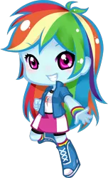 Size: 1902x3129 | Tagged: safe, artist:yuuabyss, derpibooru import, rainbow dash, equestria girls, g4, chibi, deviantart watermark, female, grin, image, obtrusive watermark, png, simple background, smiling, solo, transparent background, watermark