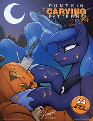 Size: 2550x3300 | Tagged: safe, artist:selenophile, derpibooru import, princess luna, advertisement, halloween, holiday, image, jack-o-lantern, jpeg, pumpkin, pumpkin carving