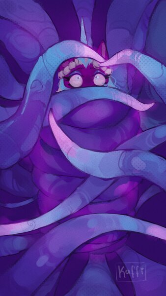 Size: 1152x2048 | Tagged: safe, artist:kaff_i, derpibooru import, opaline arcana, alicorn, pony, g5, bound, female, image, jpeg, mare, pinpoint eyes, solo, tree roots