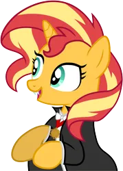 Size: 1478x2068 | Tagged: safe, artist:ahsokafan100, derpibooru import, sunset shimmer, pony, unicorn, g4, bela lugosi, bowtie, cape, clothes, costume, dracula, fake fangs, fangs, halloween, halloween costume, holiday, horn, image, jewelry, medallion, mlp fim's fourteenth anniversary, necklace, nightmare night, nightmare night costume, open mouth, open smile, png, raised hoof, raised hooves, simple background, smiling, solo, transparent background, tuxedo, universal monsters, vampire costume, vector