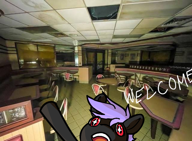 Size: 640x471 | Tagged: safe, artist:arche, derpibooru import, oc, oc:arche medley, unofficial characters only, abandoned, diner, image, png, restaurant