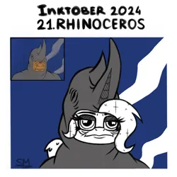 Size: 1000x1000 | Tagged: safe, artist:sunamoonmlp, derpibooru import, oc, unofficial characters only, alicorn, pony, rhinoceros, g4, cute, female, horn, image, inktober, inktober 2024, meme, png, solo, wings