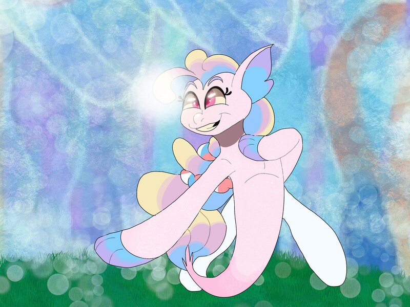 Size: 2048x1536 | Tagged: safe, artist:rinnapaws, derpibooru import, pony, seapony (g4), g5, my little pony: tell your tale, bioluminescent, bubble, coral, destiny (g5), dorsal fin, female, fin, fin ears, fin wings, fins, fish tail, flowing mane, flowing tail, happy, image, jade sea, jpeg, looking at you, mare, ocean, sea pony (g5), seaweed, smiling, solo, swimming, tail, underwater, unitober 2024, water, wings