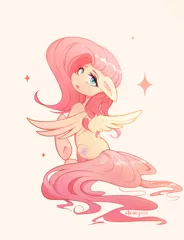 Size: 4600x6000 | Tagged: safe, artist:stravy_vox, derpibooru import, fluttershy, pegasus, image, looking at you, looking back, looking back at you, png, sitting, solo