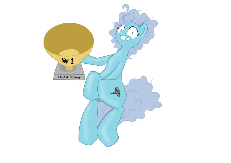 Size: 3507x2480 | Tagged: artist needed, source needed, safe, derpibooru import, screw loose, pony, g4, dialogue, female, full body, image, mare, png, solo, teeth, text, trophy