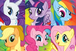 Size: 1024x682 | Tagged: safe, derpibooru import, official, applejack, fluttershy, pinkie pie, rainbow dash, rarity, twilight sparkle, twilight sparkle (alicorn), alicorn, earth pony, pegasus, pony, unicorn, g4, female, horn, image, mane six, mare, merchandise, png, poster, stock vector