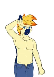 Size: 898x1280 | Tagged: safe, artist:melodis, derpibooru import, oc, oc:yaktan, unofficial characters only, anthro, pony, clothes, image, jpeg, male, pose, stallion