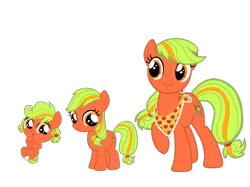 Size: 2732x2048 | Tagged: safe, artist:lunamidnight1998, derpibooru import, oc, oc:applejuice, earth pony, pony, g4, apple, baby, bandana, base used, basket, cute, cutie mark, diaper, digital art, evolution, female, filly, foal, food, image, mare, ocbetes, png, smiling, solo