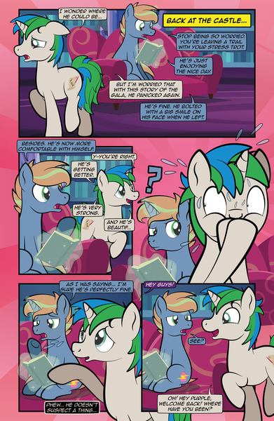 Size: 1920x2948 | Tagged: safe, artist:alexdti, derpibooru import, oc, oc:brainstorm (alexdti), oc:star logic, pony, unicorn, comic:quest for friendship retold, book, horn, image, magic, male, png, stallion