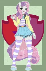 Size: 1650x2550 | Tagged: safe, artist:inkkeystudios, derpibooru import, sweetie belle, anthro, unguligrade anthro, g4, clothes, image, jpeg, skirt, socks, thigh highs, zettai ryouiki