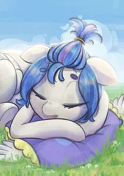 Size: 2480x3508 | Tagged: safe, artist:return 0, derpibooru import, oc, oc:napnap, unofficial characters only, pegasus, pony, female, grass, image, jpeg, mare, nap, simple background, sleeping, solo