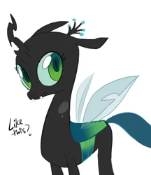 Size: 413x478 | Tagged: safe, artist:anonymous, colorist:anonymous, queen chrysalis, changeling, changeling queen, /mlp/, 4chan, bald, colored, female, image, mlpg, png, simple background, solo, white background