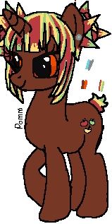 Size: 159x317 | Tagged: safe, artist:maremaxxer, ponerpics import, oc, oc:pomm, unofficial characters only, pony, unicorn, amber eyes, apple cutie mark, base used, brown coat, brown fur, buns, diamond earring, ear piercing, ear stud, earring, female, green mane, hair bun, image, jewelry, mare, orange eyes, photo, piercing, png, pomm, red mane, reference sheet, short tail, silver earrings, simple background, small tail, solo, space buns, spiky mane, tricolor mane, yellow mane