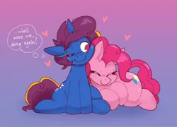 Size: 1280x920 | Tagged: safe, artist:digboye, derpibooru import, pinkie pie, oc, oc:starry strudel, canon x oc, cuddling, cute, daaaaaaaaaaaw, image, in love, jpeg