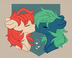 Size: 2048x1638 | Tagged: safe, artist:shelti, ponerpics import, oc, unofficial characters only, pony, duo male and female, eyes closed, female, image, jpeg, kissing, male, mare, stallion