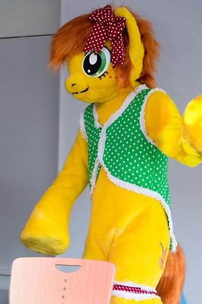 Size: 426x640 | Tagged: safe, artist:atalonthedeer, derpibooru import, oc, oc:canni soda, unofficial characters only, human, 2012, clothes, fursuit, galacon, image, indoors, irl, irl human, jpeg, photo, ponysuit, solo