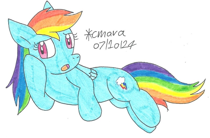 Size: 1252x827 | Tagged: safe, artist:cmara, derpibooru import, rainbow dash, pegasus, female, image, jpeg, simple background, solo, white background