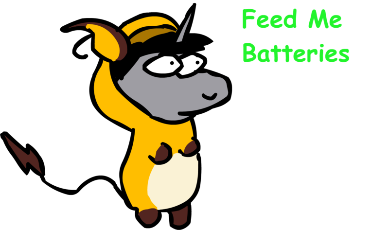 Size: 1552x917 | Tagged: safe, artist:riddleoflightning, derpibooru import, oc, oc:black cross, unofficial characters only, pony, raichu, unicorn, clothes, costume, horn, image, male, png, pokémon, simple background, solo, stallion, transparent background