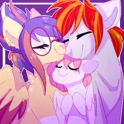 Size: 500x500 | Tagged: safe, artist:amiicommissions, derpibooru import, oc, oc:cookie, oc:heartfire, unofficial characters only, pegasus, pony, colored wings, female, glasses, image, male, mare, png, stallion, two toned wings, wings