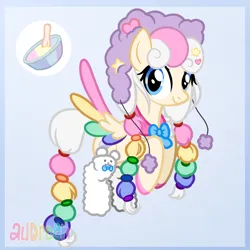 Size: 2100x2100 | Tagged: oc name needed, safe, artist:audreen, derpibooru import, oc, unofficial characters only, pegasus, pony, blue eyes, braid, braided pigtails, braided tail, clothes, colored hooves, colored wings, female, flying, fuzzy socks, giveaway, hat, hooves, image, light blue background, looking at you, mare, multicolored hair, multicolored wings, neck bow, pegasus oc, pigtails, png, rainbow hair, rainbow wings, simple background, smiling, socks, solo, spread wings, tail, wings