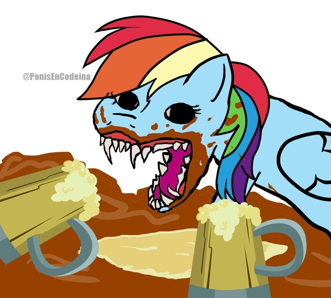 Size: 1260x1136 | Tagged: safe, artist:rsa.fim, derpibooru import, part of a set, rainbow dash, pegasus, pony, g4, the super speedy cider squeezy 6000, dirt, eating, eating dirt, image, jpeg, messy eating, solo