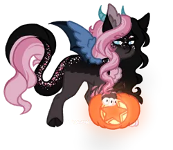 Size: 1152x1000 | Tagged: safe, artist:kazmuun, derpibooru import, oc, oc:storm lover, draconequus, female, halloween, holiday, image, jack-o-lantern, png, pumpkin, simple background, solo, transparent background