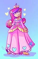 Size: 1316x2048 | Tagged: safe, artist:pichikeen, derpibooru import, princess cadance, human, clothes, crown, cute, cutedance, dress, female, grin, heart, high heels, humanized, image, jewelry, jpeg, regalia, shoes, smiling, solo