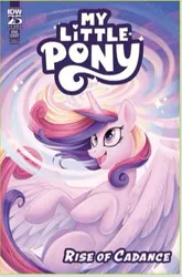 Size: 281x427 | Tagged: safe, artist:sophie scruggs, derpibooru import, idw, princess cadance, alicorn, pony, 2025, cover, cover art, cute, cutedance, female, image, jpeg, mare, my little pony: rise of cadance, open mouth, solo