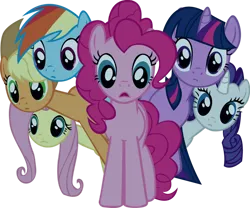 Size: 900x750 | Tagged: safe, artist:starboltpony, derpibooru import, applejack, fluttershy, pinkie pie, rainbow dash, rarity, twilight sparkle, earth pony, pegasus, pony, unicorn, friendship is magic, g4, 2011, artifact, female, image, mane six, mare, png, simple background, transparent background, unicorn twilight, vector