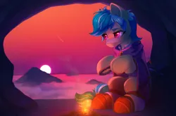 Size: 2427x1613 | Tagged: safe, artist:dipfanken, derpibooru import, oc, unofficial characters only, pony, image, png, solo, sunset