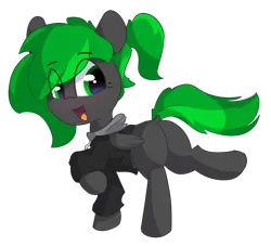 Size: 2074x1884 | Tagged: safe, artist:solarhors, derpibooru import, oc, oc:bytewave, unofficial characters only, pegasus, pony, blushing, butt, clothes, dock, eye clipping through hair, eyebrows, eyebrows visible through hair, female, filly, foal, hoodie, image, looking at you, looking back, looking back at you, open mouth, plot, png, ponytail, raised hoof, raised leg, rule 63, signature, simple background, solo, tail, transparent background