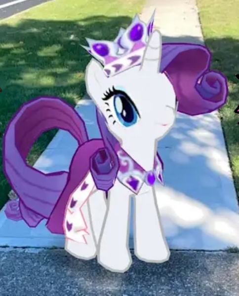 Size: 1781x2208 | Tagged: safe, derpibooru import, princess platinum, rarity, pony, unicorn, g4, hearth's warming eve (episode), clothes, crown, dress, female, gameloft, horn, image, irl, jewelry, mare, photo, png, regalia, wardrobe misuse