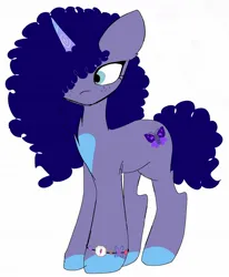 Size: 1456x1765 | Tagged: safe, derpibooru import, butterfly, insect, pony, unicorn, g5, dark skin, emo, female, horn, image, jpeg, mare, misty brightdawn, purple, redesign