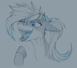 Size: 1300x1150 | Tagged: safe, artist:stray prey, derpibooru import, oc, oc:lacera viscera, oc:lucent, unofficial characters only, original species, pony, shark, shark pony, unicorn, horn, image, imminent vore, micro, png, solo, tongue out, unicorn oc