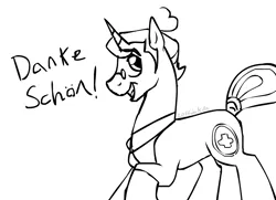 Size: 963x698 | Tagged: safe, artist:zeffdakilla, derpibooru import, ponified, pony, unicorn, horn, image, male, medic (tf2), png, raised hoof, simple background, sketch, smiling, team fortress 2, white background