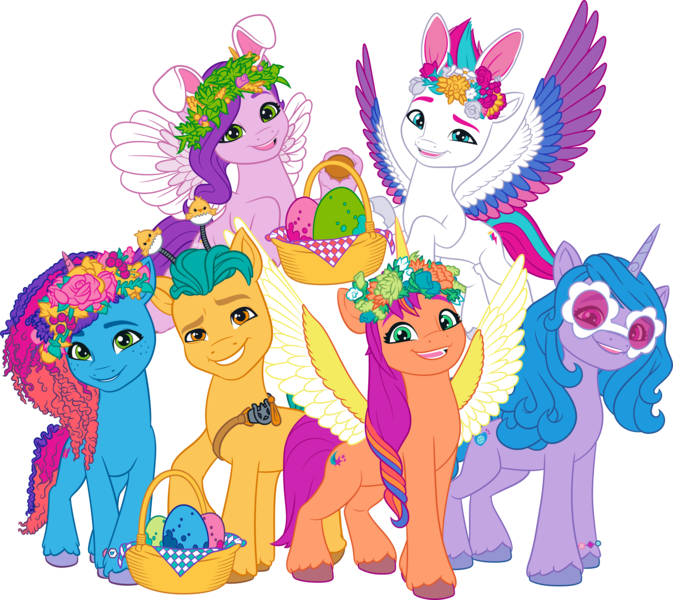 Size: 7105x6335 | Tagged: safe, derpibooru import, official, hitch trailblazer, izzy moonbow, pipp petals, sunny starscout, zipp storm, alicorn, earth pony, pegasus, pony, unicorn, g5, my little pony: a new generation, my little pony: make your mark, .ai available, applejack (g5), female, fluttershy (g5), g5 brand assets, group, horn, image, male, mane five, mane six (g5), mane stripe sunny, mare, misty brightdawn, pinkie pie (g5), png, race swap, rainbow dash (g5), rarity (g5), rebirth misty, royal sisters (g5), sextet, siblings, simple background, sisters, stallion, sunnycorn, transparent background, twilight sparkle (g5), vector