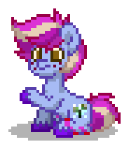 Size: 184x212 | Tagged: safe, derpibooru import, oc, oc:snowflake sprout, unofficial characters only, earth pony, pony, pony town, g4, birthmark, blue coat, blue hooves, brown eyes, digital art, earth pony oc, freckles, hooves, image, male, pink hair, pink mane, pink tail, pixel art, png, raised hoof, simple background, sitting, solo, stallion, tail, transparent background