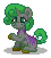 Size: 180x204 | Tagged: safe, derpibooru import, oc, oc:emerald deltas, unofficial characters only, pony, unicorn, pony town, g4, bow, covered cutie mark, digital art, female, freckles, gray coat, green eyes, green hair, green mane, green tail, hidden cutie mark, hooves, horn, image, male to female, mare, paint, painted, pixel art, png, raised hoof, rule 63, simple background, sitting, solo, tail, tail bow, trans female, transgender, transgender oc, transparent background, unicorn oc, yellow hooves