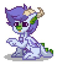 Size: 184x212 | Tagged: safe, derpibooru import, oc, oc:anthracite, unofficial characters only, dragon, pony, pony town, g4, blue hair, blue mane, blue scales, claws, digital art, dragon oc, fangs, green scales, horns, image, male, non-pony oc, pixel art, png, purple eyes, raised claw, scales, simple background, sitting, solo, tail, transparent background, wings