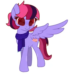 Size: 929x982 | Tagged: safe, artist:3173_delta, derpibooru import, oc, oc:featherbrain, unofficial characters only, pegasus, pony, g4, base used, clothes, digital art, female, image, mare, pegasus oc, pink hair, pink mane, pink tail, png, purple coat, red eyes, scarf, simple background, solo, tail, white background, wings