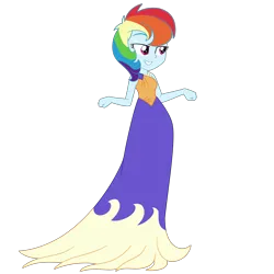 Size: 3000x3000 | Tagged: safe, artist:cartoonmasterv3, artist:nie-martw-sie-o-mnie, derpibooru import, rainbow dash, human, equestria girls, g4, make new friends but keep discord, clothes, dress, equestria girls-ified, gala dress, humanized, image, long dress, long skirt, png, skirt, solo, vector