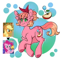 Size: 1400x1400 | Tagged: safe, artist:petaltheartist, derpibooru import, applejack, pinkie pie, oc, earth pony, pony, female, image, magical lesbian spawn, mare, offspring, parent:applejack, parent:pinkie pie, parents:applepie, png