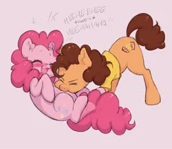 Size: 1280x1109 | Tagged: safe, artist:sleepysheepytea, derpibooru import, cheese sandwich, pinkie pie, earth pony, pony, g4, cheesepie, female, image, jpeg, male, raspberry, shipping, straight, tickling, tongue out