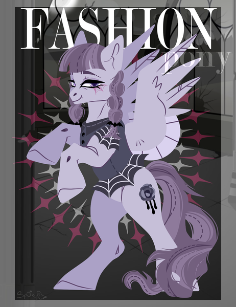 Size: 2000x2600 | Tagged: safe, artist:sp0oky, derpibooru import, inky rose, pegasus, pony, g4, braid, female, image, looking at you, magazine, magazine cover, mare, png, rearing, smiling, smiling at you, solo, spread wings, wings